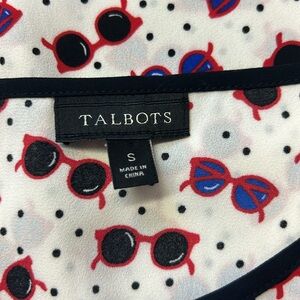 Talbots SUNGLASS-PRINT‎ SHELL Tank Top Sleeveless Blouse Keyhole Polka Dot S
